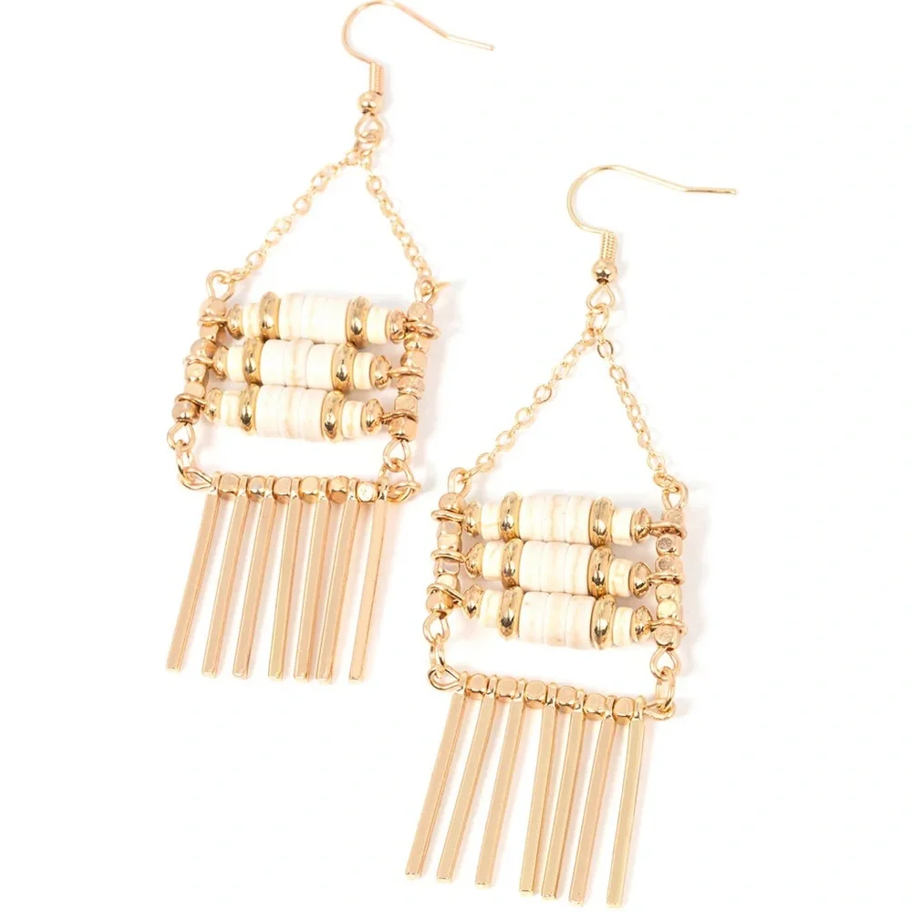 ❤️‍🔥5/$25❤️‍🔥 Tribal Tapestry Gold Earrings - Picture 2 of 2